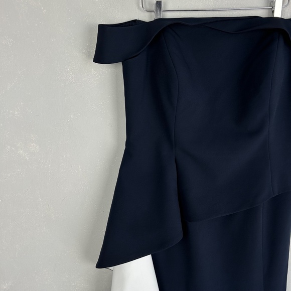 Alexander by Daymor size 16 maxi gown 1060 off shoulder ruffled skirt navy white - Picture 6 of 15